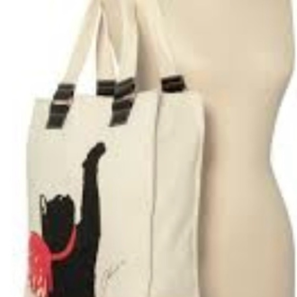 Jason Wu Canvas Tote Bag with Cat Print - Cream and Black - Picture 2 of 7